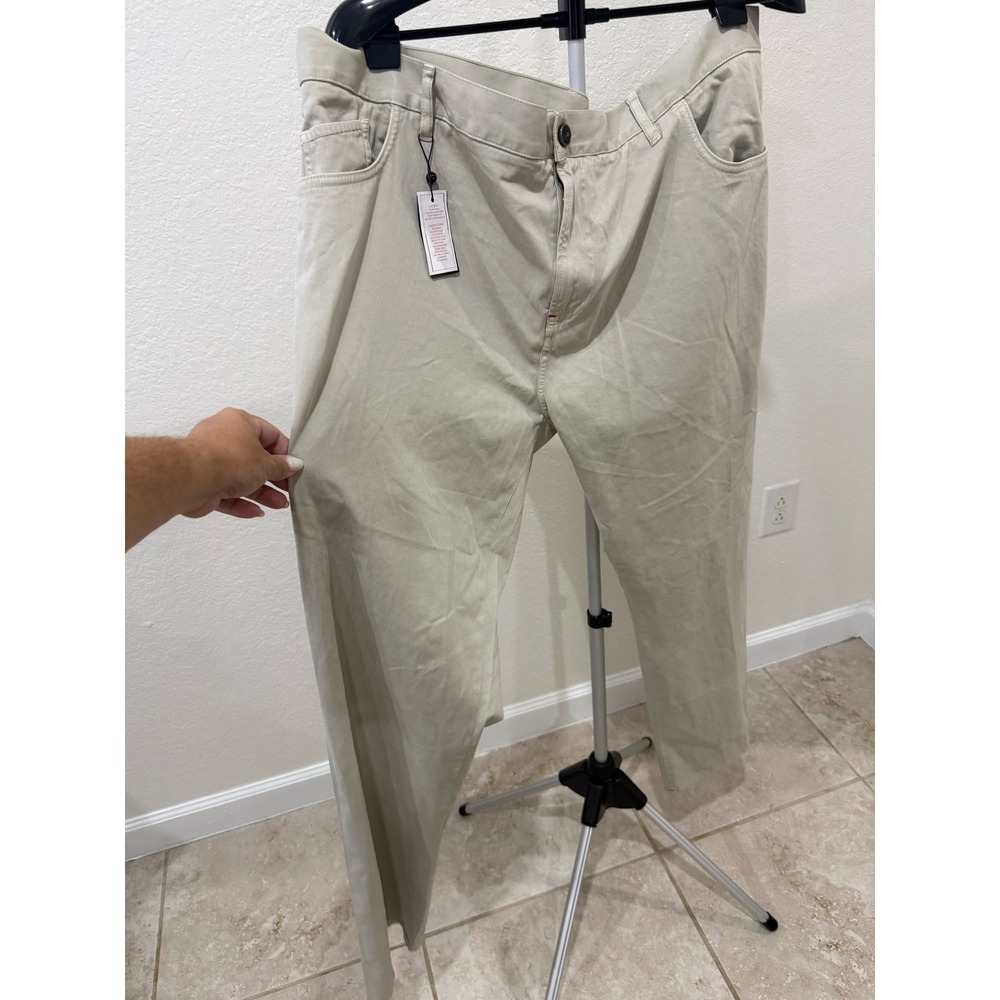 Isaia Napoli Comfort Project Cotton Cashmere Pants Mens IT58 US 44x32 Beige $795
